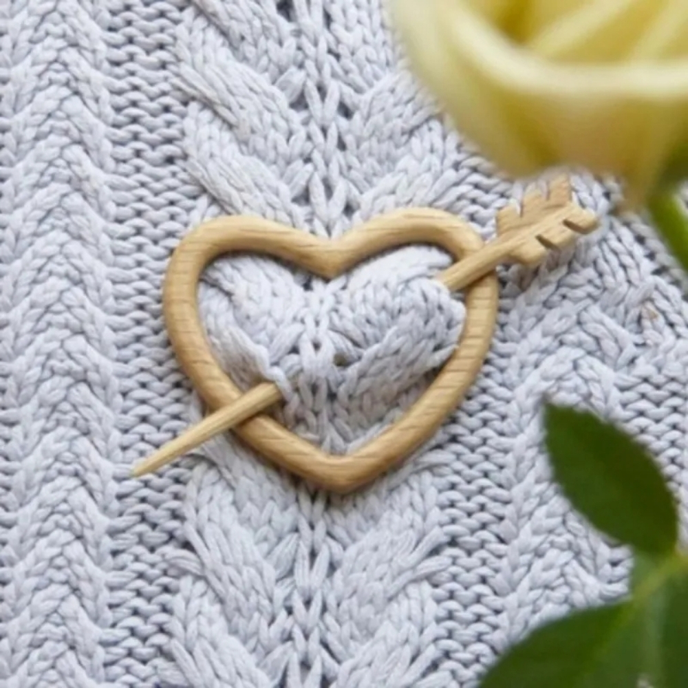 Wooden Heart Brooch